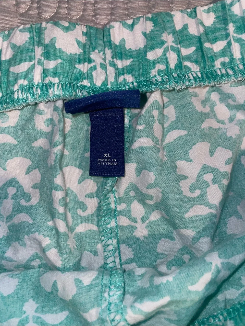 Roller Rabbit Teal and White Stamp Floral Poplin BoxerShorts Size XL